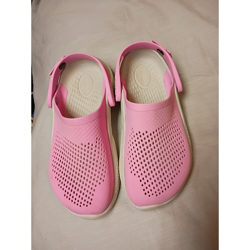 Crocs LiteRide Pink Clogs Womens 6 Mens 4 Slip On Comfort Sandals 206708